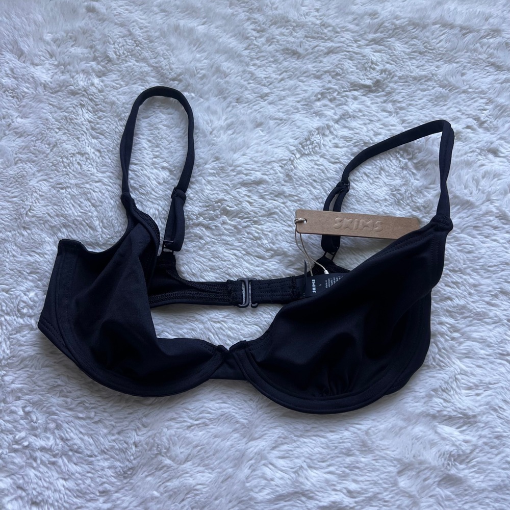 SKIMS Iconic Swim Demi Top Obsidian Black Underwire Bikini TS-BIK-11455W Size 5
